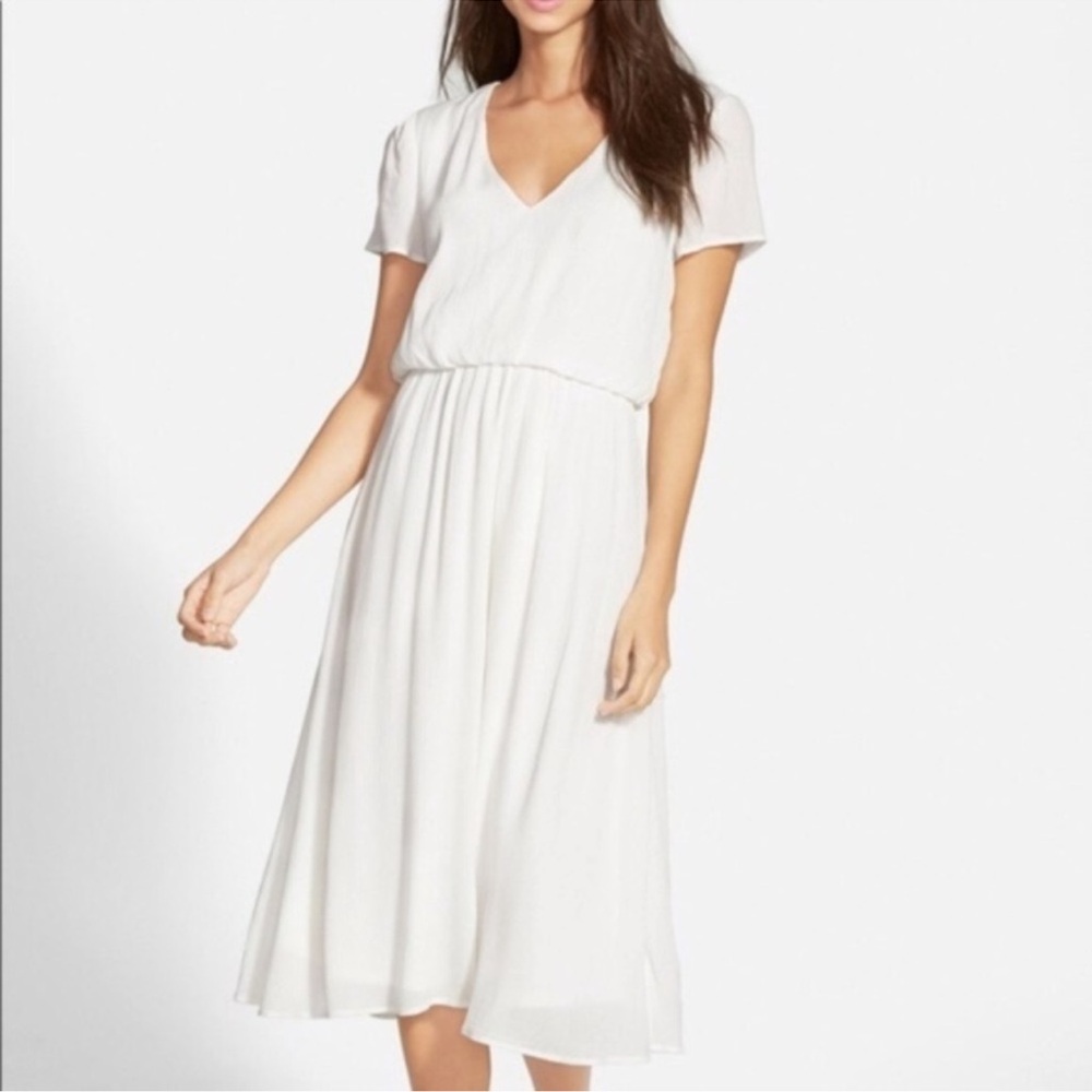 NWT White Blousen Nordstrom Wayf Midi Dress